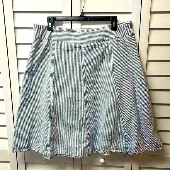 Talbots Striped Seersucker A-Line Skirt Size 14 Blue & White - Picture 6 of 6